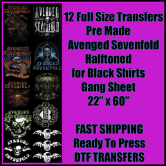 Avenged Sevenfold Halftoned for Black Shirts Gangsheet