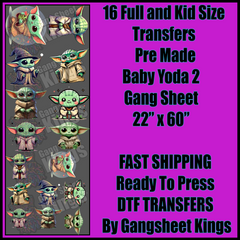Baby Yoda 2 Cartoons Gangsheet