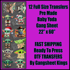 Baby Yoda Cartoons Gangsheet