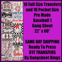 Baseball 2 Gang Sheet