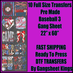 Baseball 3 Gang Sheet
