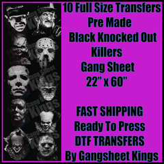 Black Knock Out Killers Halloween Gangsheet