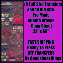 Atlanta Braves Baseball Gangsheet