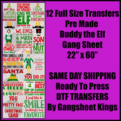 Buddy the Elf Christmas 1 Gangsheet
