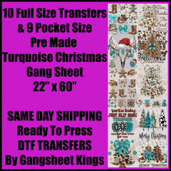 Christmas Turquoise Gang Sheet