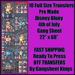 Disney Bluey 4th of July Gangsheet