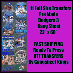 Dodgers 3 Baseball Gangsheet