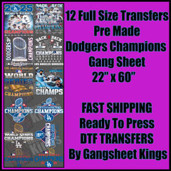 Dodgers 2025 Champions Baseball Gangsheet