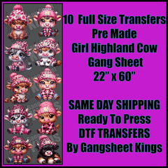 Girl Highland Cow Gangsheet
