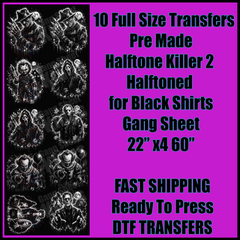 Halftone Killer 2 Halloween For Black Shirts Gangsheet