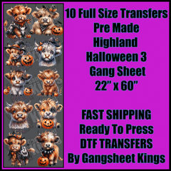 Highland Cow 3 Halloween Gangsheet