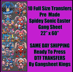 Spiderman Sonic Easter 1 Adult Gangsheet