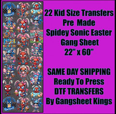 Kids Spiderman Sonic Easter 1 Gangsheet