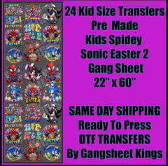 Kids Spiderman Sonic Easter 2 Gangsheet