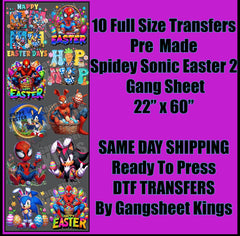 Spiderman Sonic Easter 2 Adult Gangsheet
