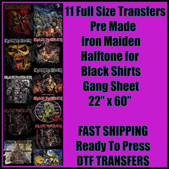 Iron Maiden Halftone for Black Shirts Gangsheet