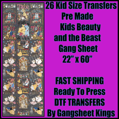 Kids Beauty and the Beast Disney Gangsheet