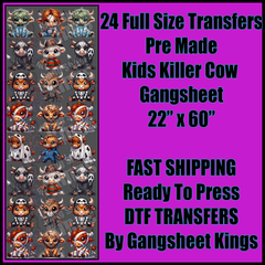 Kids Killer Cows Halloween Gangsheet