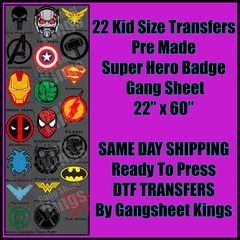 Kids Super Hero Badge Gangsheet