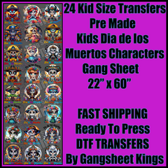 Kids Dia de los Muertos Characters Gangsheet