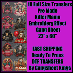 Killer Mama Embroidery Effect Halloween Gangsheet