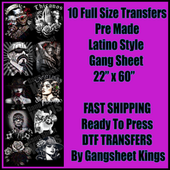 Latino Style Some Halftoned for Black Shirts Gangsheet
