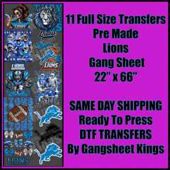 Detriot Lions NFL Gangsheet
