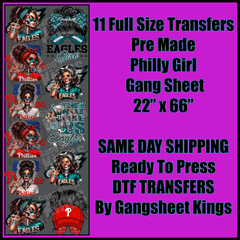 Philly Girl Phillies & Eagles Skelly Girl Baseball NFL Gangsheet