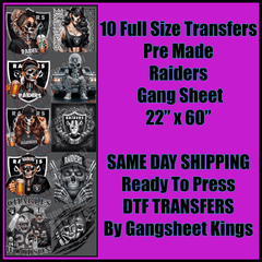 Raiders NFL Gangsheet