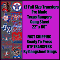 Texas Rangers Baseball Gangsheet