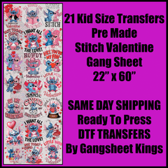 Kid Sized Stitch Valentine Gang Sheet