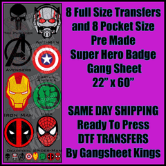 Super Hero Badge Gangsheet