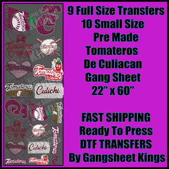 Tomateros De Culiacan Baseball Gangsheet