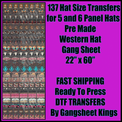 Western Hats for 5 and 6 Panel Hats Gangsheet