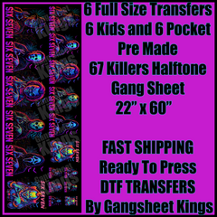 67 Killers Halftone for Black Shirts Gangsheet