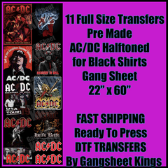 AC/DC Halftoned for Black Shirts Gangsheet