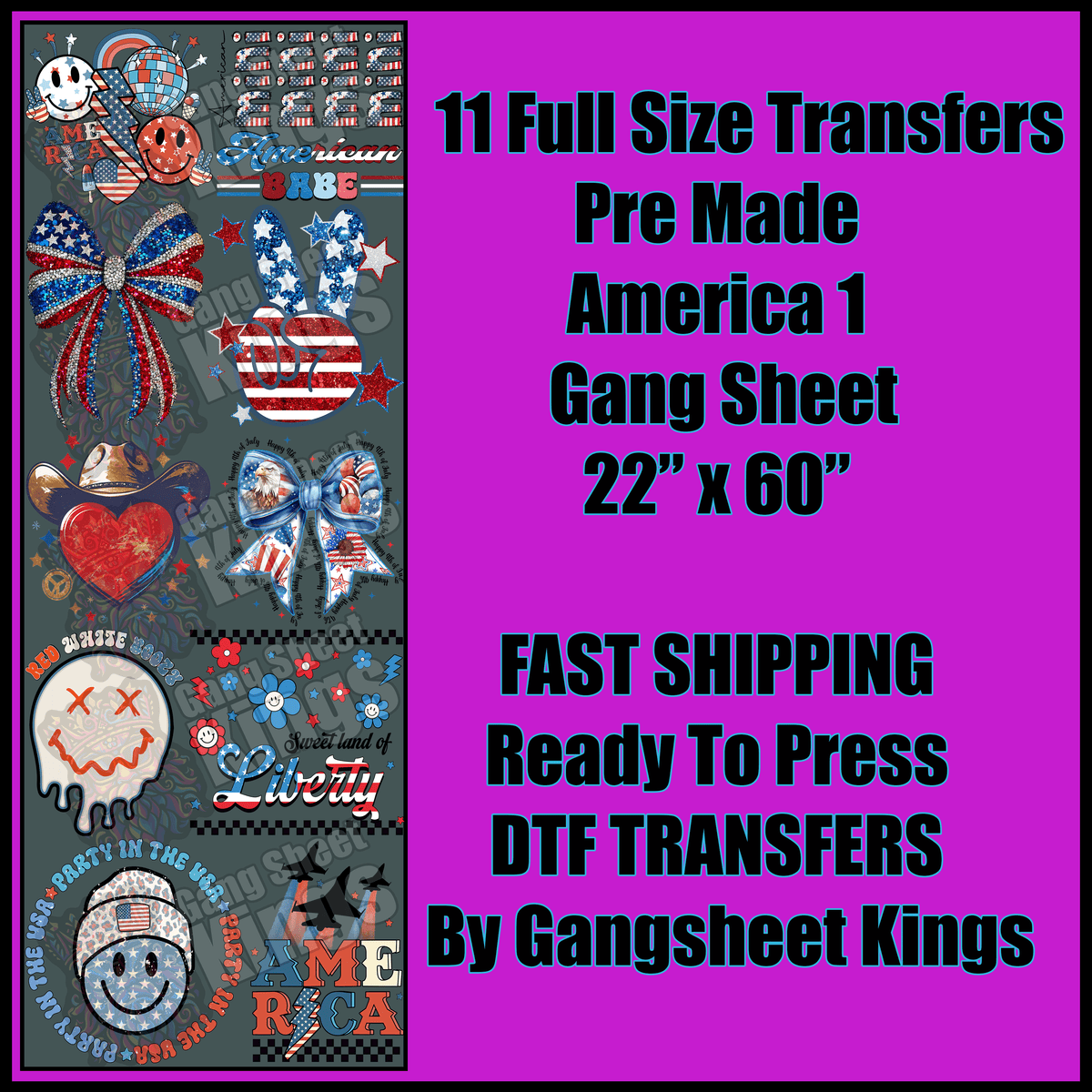 America 1 Gangsheet  Fourth of July