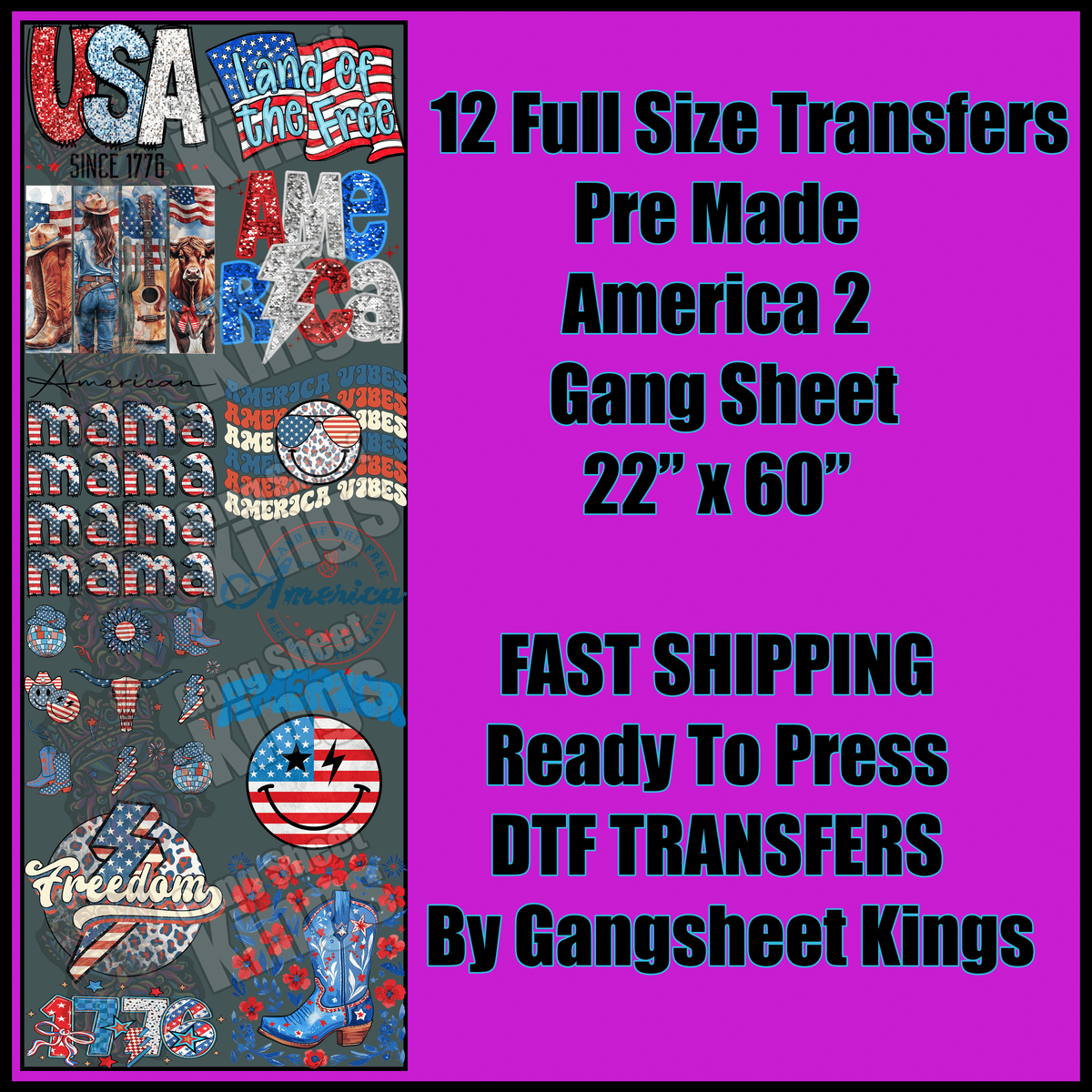 America 2 Gangsheet  Fourth of July