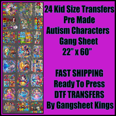 Autism Characters Gangsheet