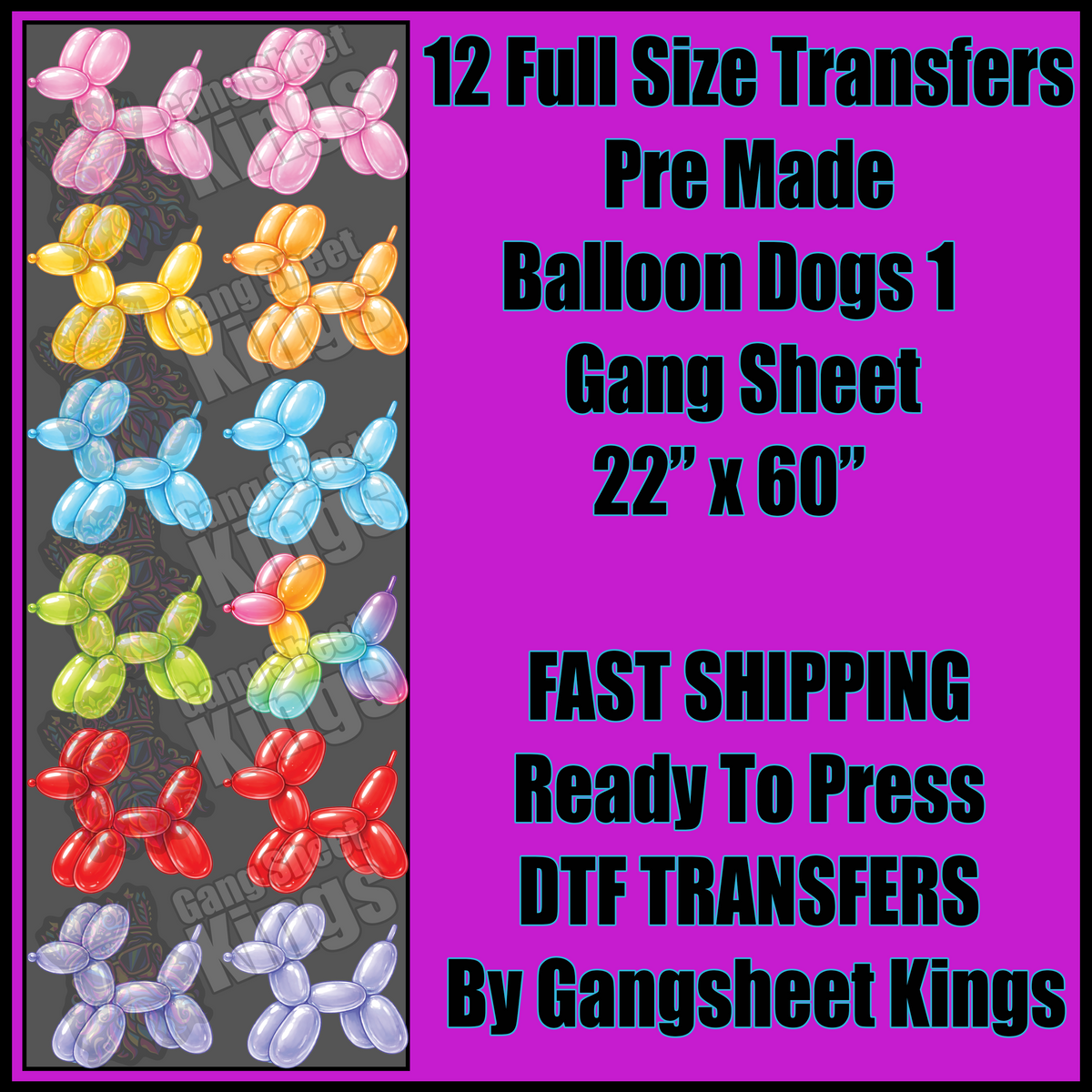 Balloon Dogs 1 Gangsheet