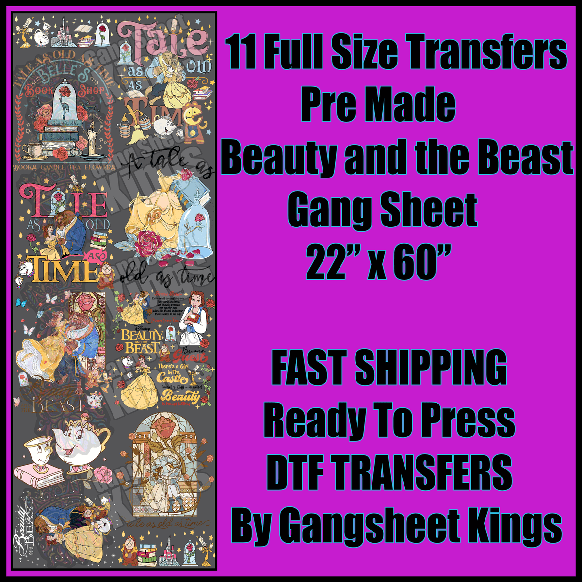 Beauty and the Beast Disney Gangsheet
