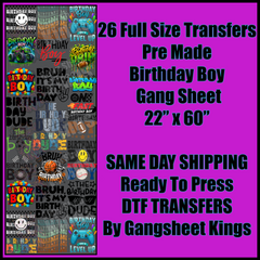 Kids Birthday Boy Gangsheet