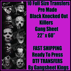 Black Knock Out Killers Halloween Gangsheet
