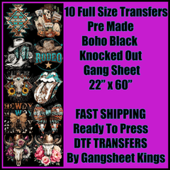 Boho Western Black Knocked Out Gangsheet