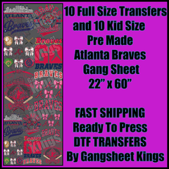 Atlanta Braves Baseball Gangsheet