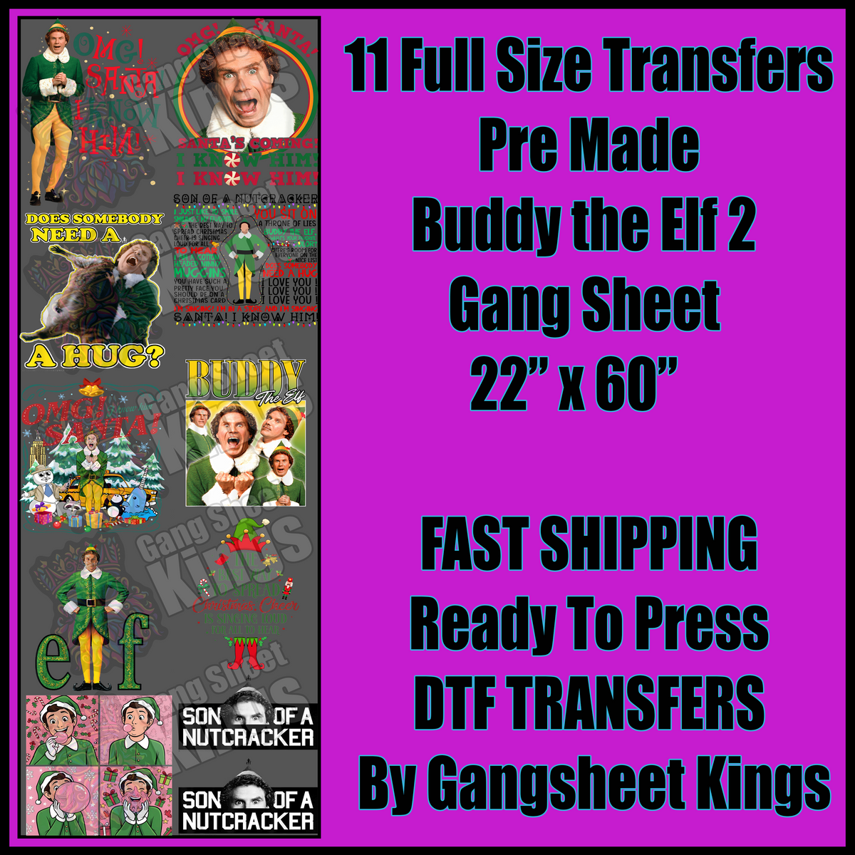 Buddy the Elf Christmas 2 Gangsheet