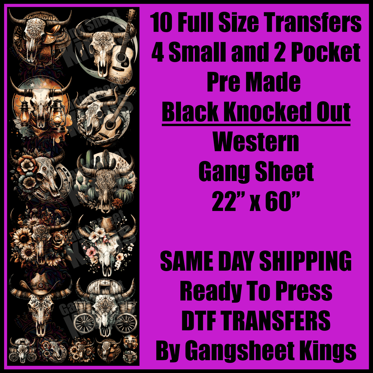 Western Black Knocked Out Gang Sheet