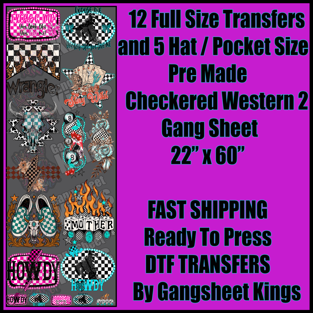 Checkered Western 2 Gangsheet