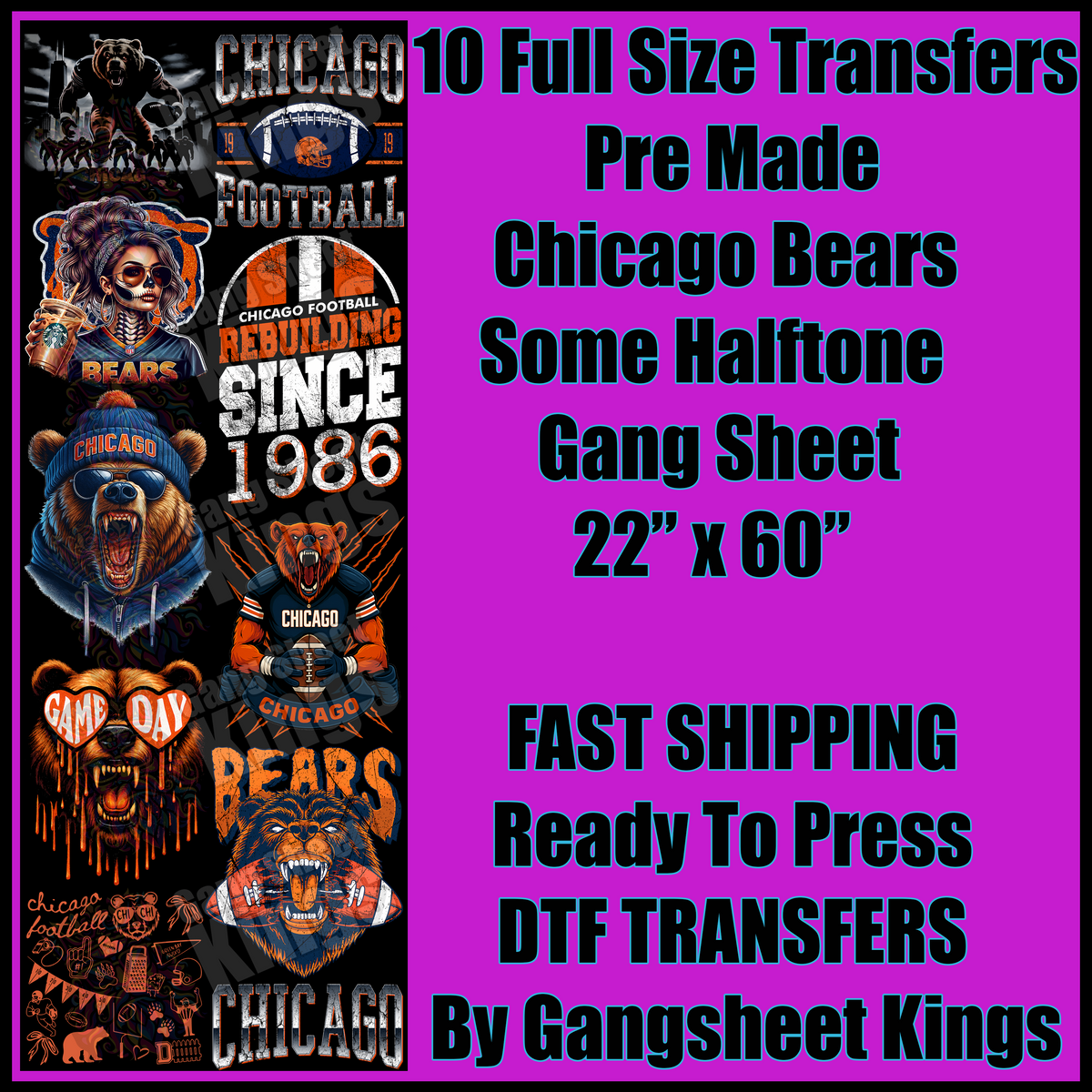 Chicago Bears NFL Gangsheet