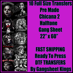 Chicana 2 Halftone for Black Shirts Gangsheet